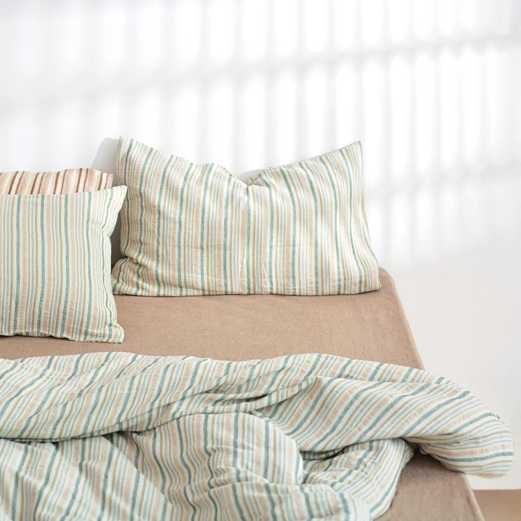 Boho Chic Striped Jacquard Duvet Cover Green
