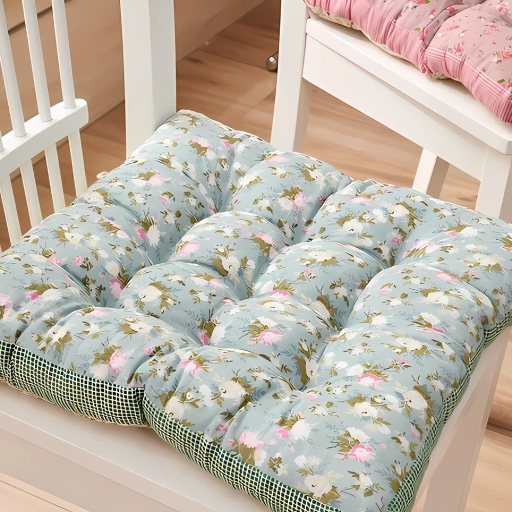 Boho Floral Thick Seat Cushions Sky Blossom