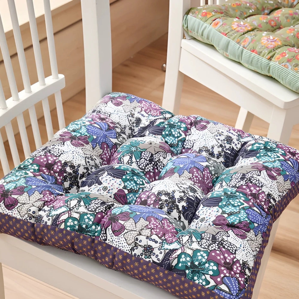 Boho Floral Thick Seat Cushions Indigo Petal
