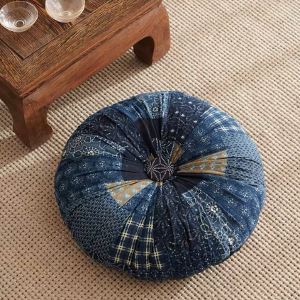 Boho Round Seat Cushion Patch Indigo