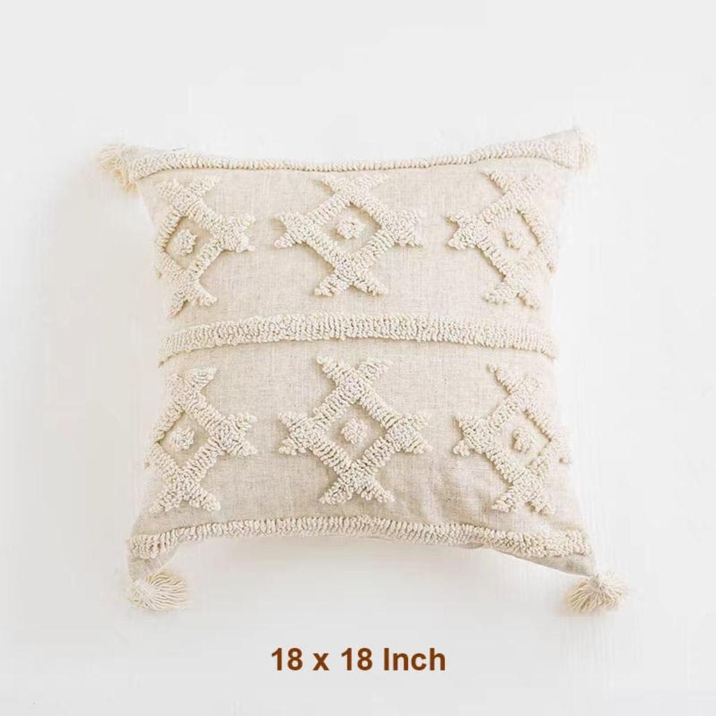 Boho Tufted Cotton Throw Pillow 15
