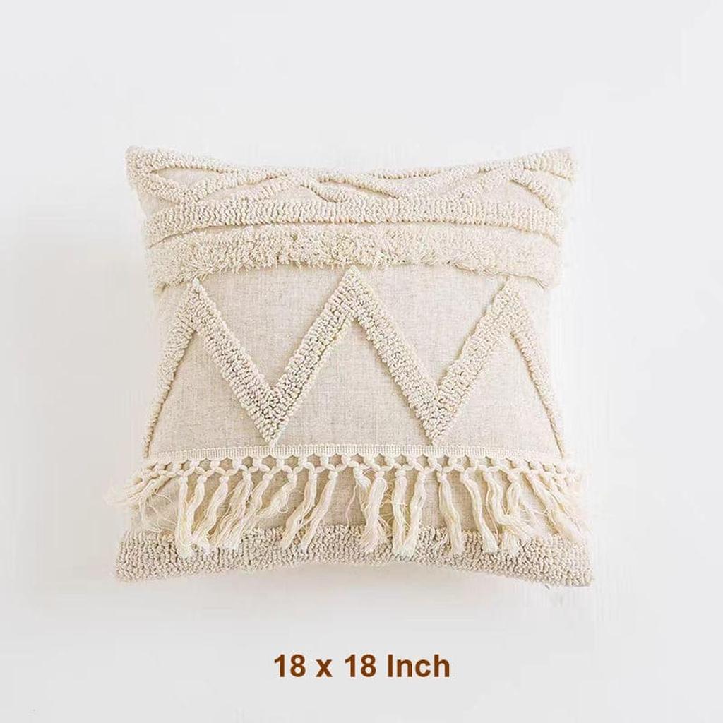 Boho Tufted Cotton Throw Pillow 17