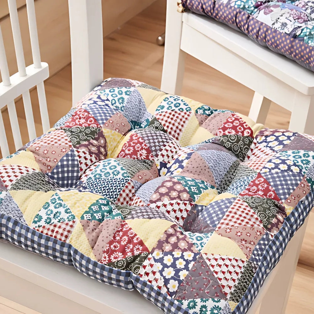 Boho Floral Thick Seat Cushions Vintage Quilt