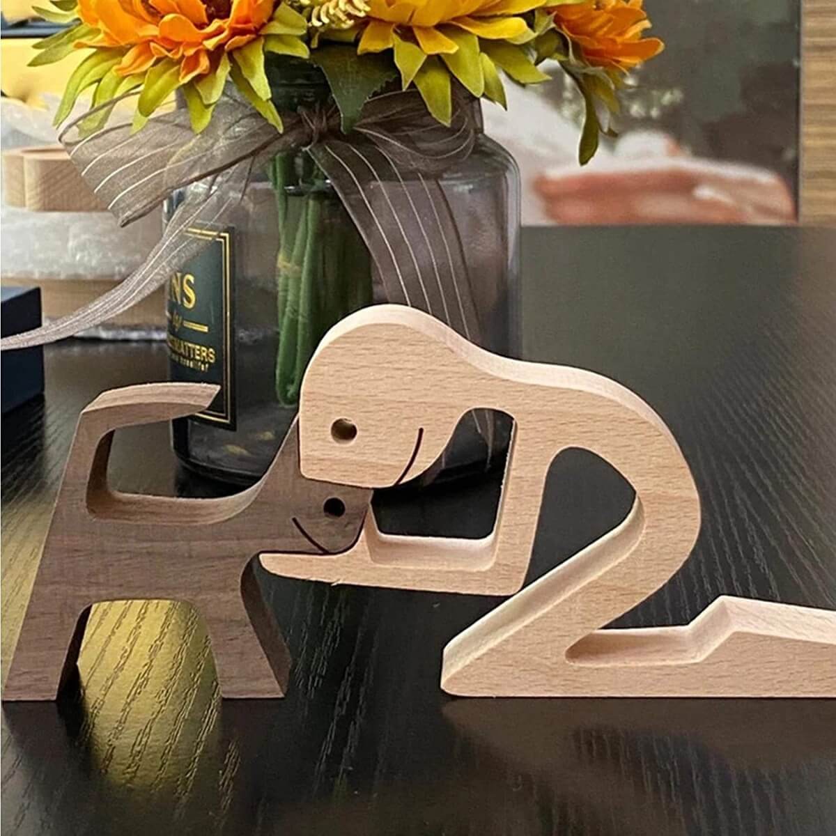 Family Pet Carvings Boy with Cat