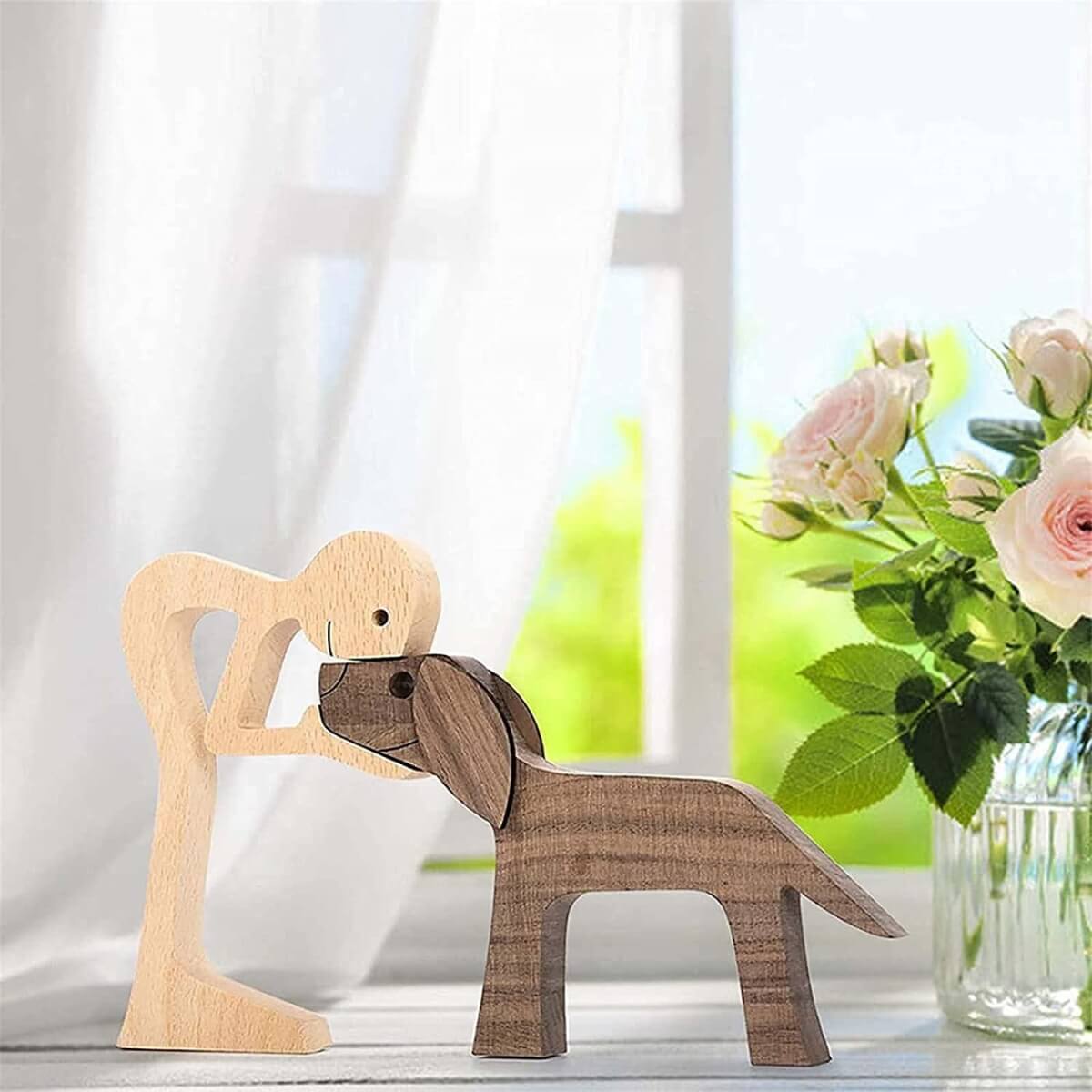 Family Pet Carvings Boy with Dog