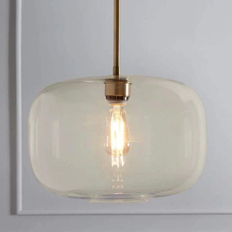 Brass & Glass Sculpted Pendant Lights Large Cognac