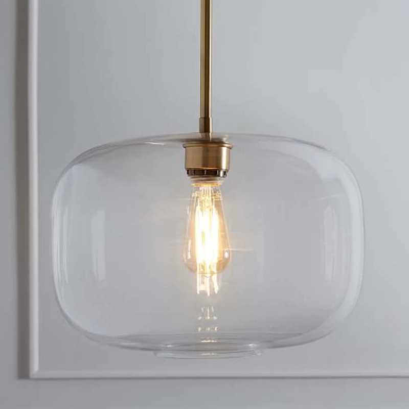Brass & Glass Sculpted Pendant Lights Large Clear