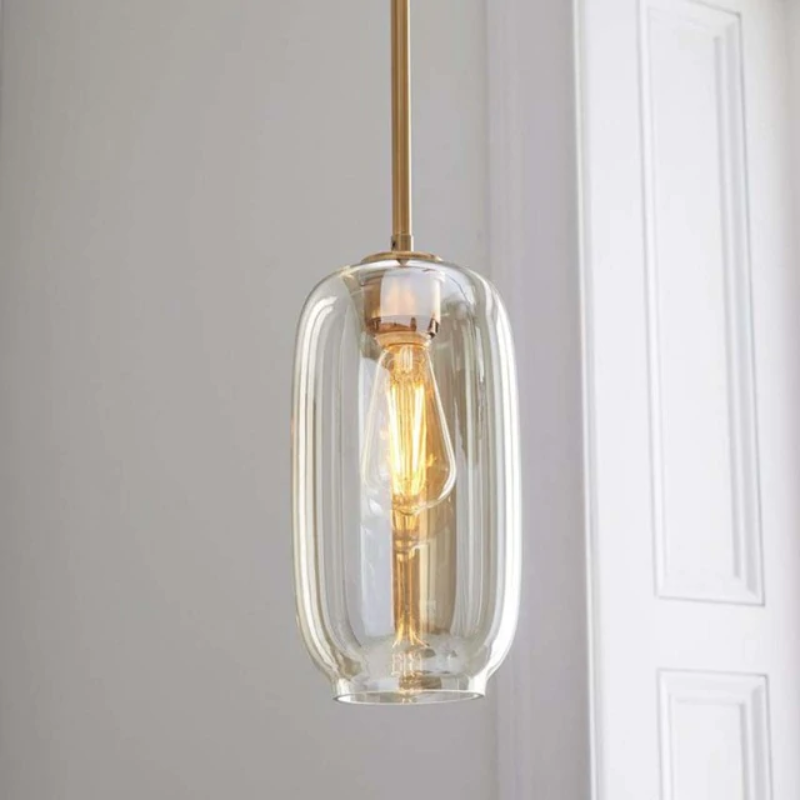 Brass & Glass Sculpted Pendant Lights Medium Cognac