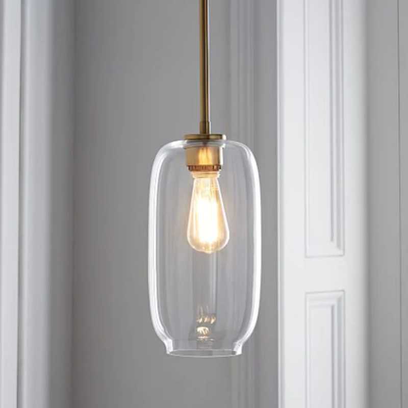 Brass & Glass Sculpted Pendant Lights Medium Clear