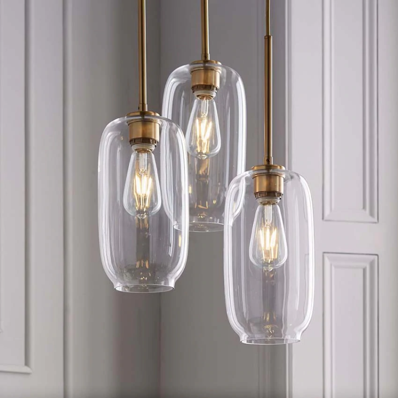 Brass & Glass Sculpted Pendant Lights