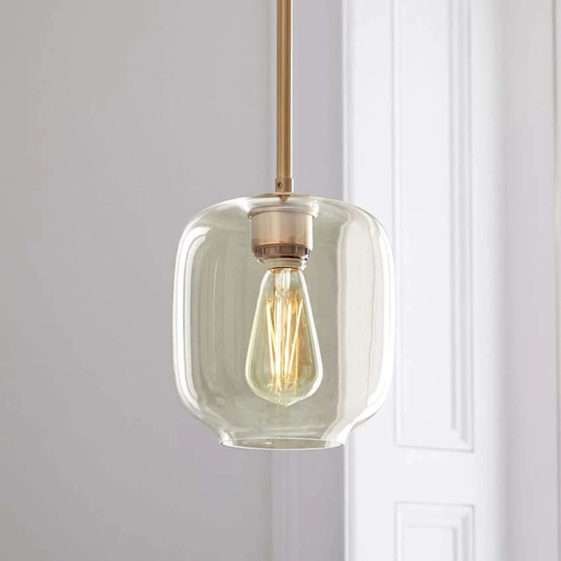 Brass & Glass Sculpted Pendant Lights Small Cognac