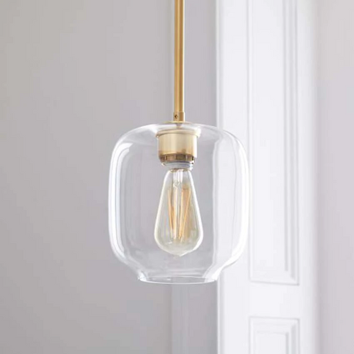 Brass & Glass Sculpted Pendant Lights Small Clear