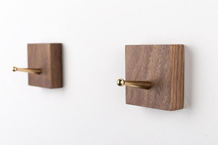 Brass & Wood Wall Hook