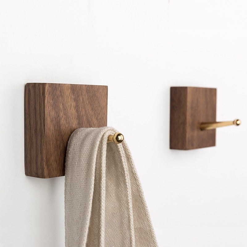 Brass & Wood Wall Hook