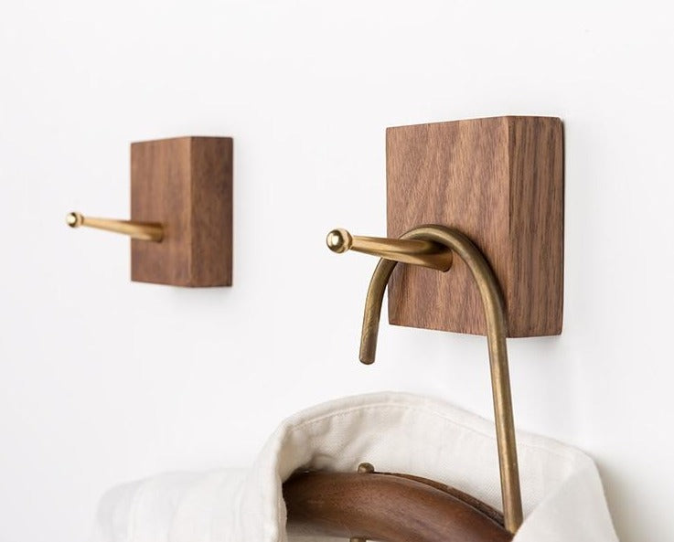Brass & Wood Wall Hook