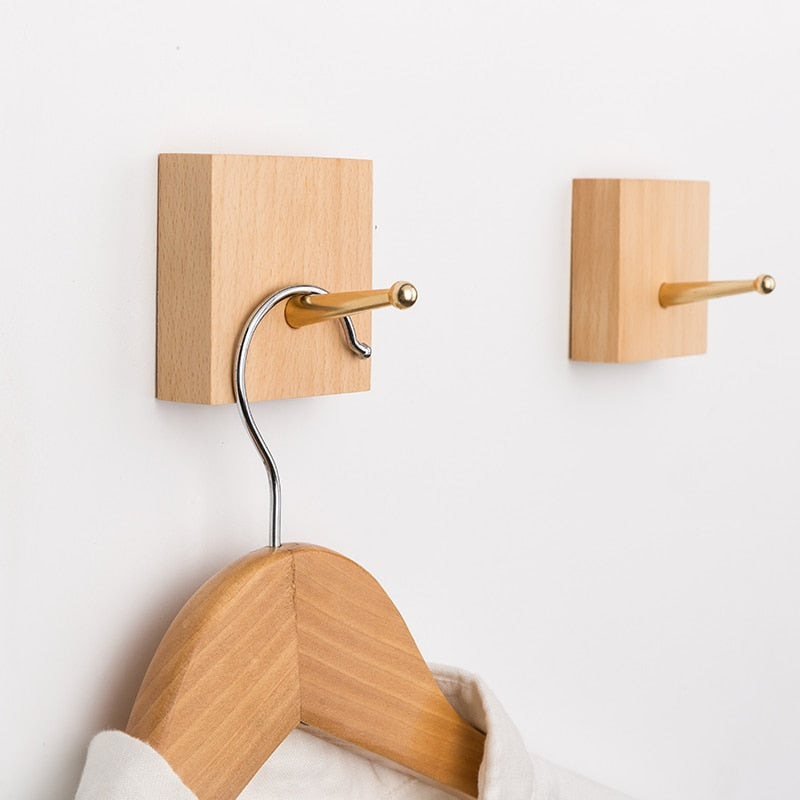 Brass & Wood Wall Hook