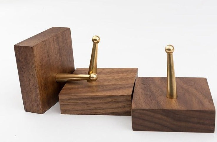 Brass & Wood Wall Hook