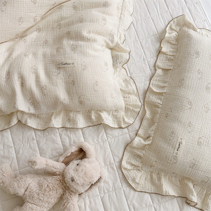 Animal Theme Ruffle Duvet Cover Set – Cotton Muslin Lamb