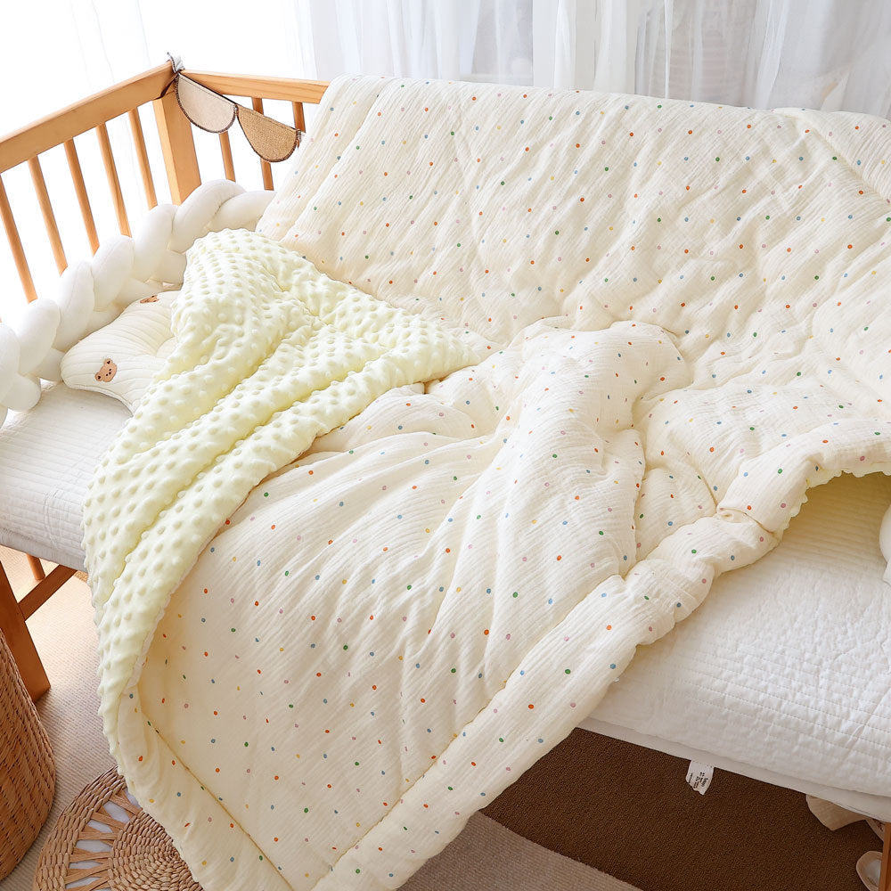 Winter Baby Quilt – Cotton Gauze & Minky Dot Fleece Color Dot