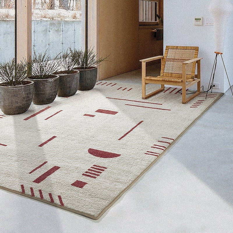 Brick & Ivory Geo Minimal Modern Area Rug
