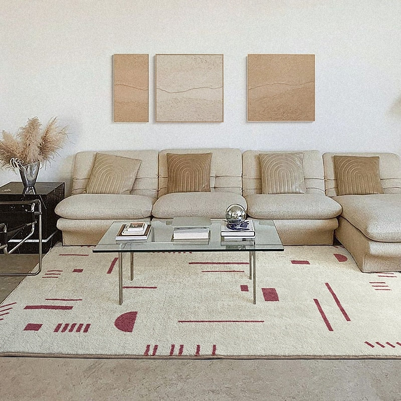 Brick & Ivory Geo Minimal Modern Area Rug