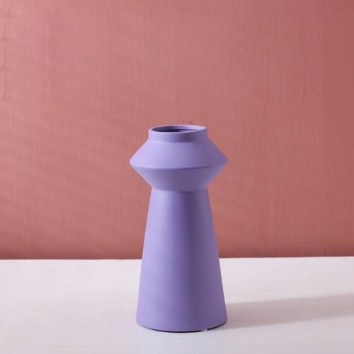 Bright Color Ceramic Flower Vase Tower Lilac