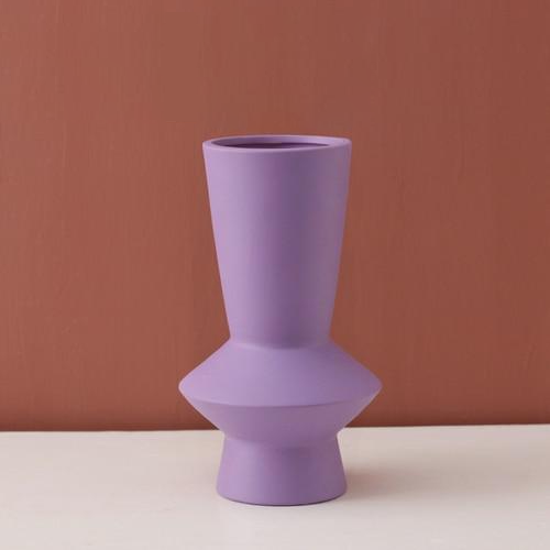 Bright Color Ceramic Flower Vase Tall Beaker Lilac