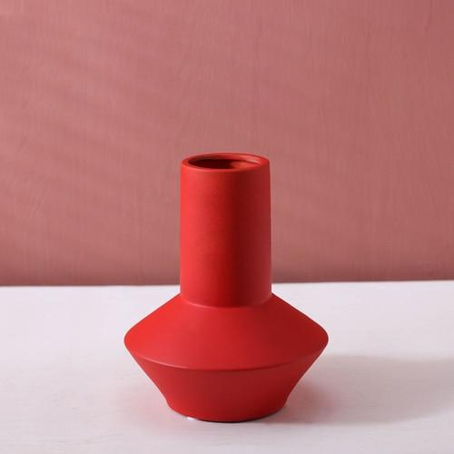 Bright Color Ceramic Flower Vase Begonia Red