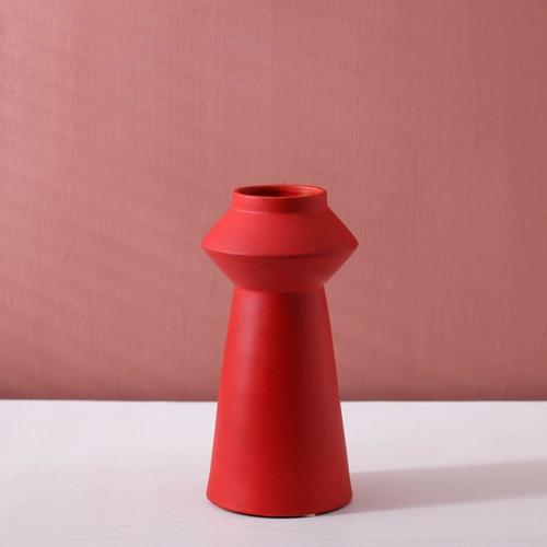 Bright Color Ceramic Flower Vase Tower Red