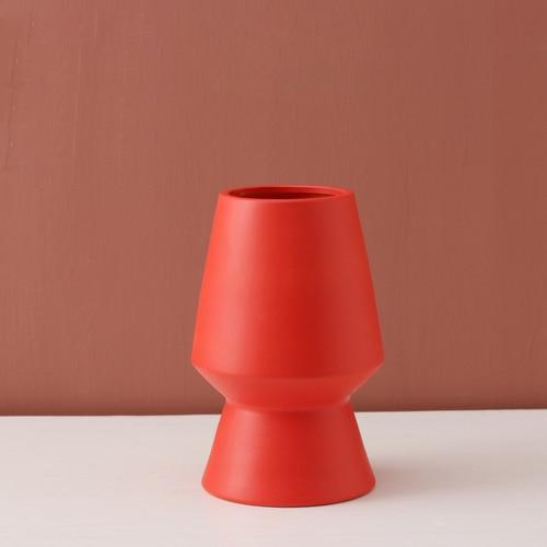 Bright Color Ceramic Flower Vase Beaker Red