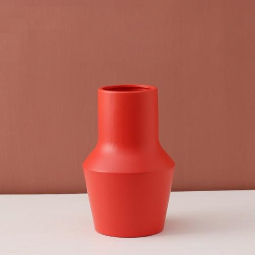 Bright Color Ceramic Flower Vase Mallet Red