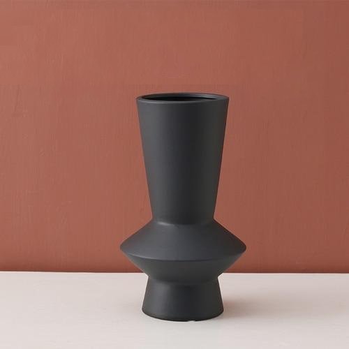 Bright Color Ceramic Flower Vase Tall Beaker Black