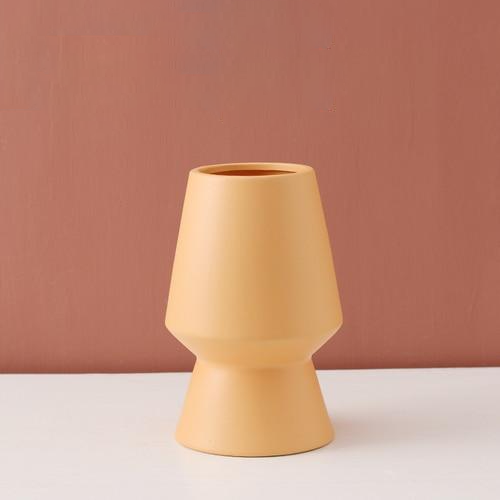 Bright Color Ceramic Flower Vase Beaker Yellow