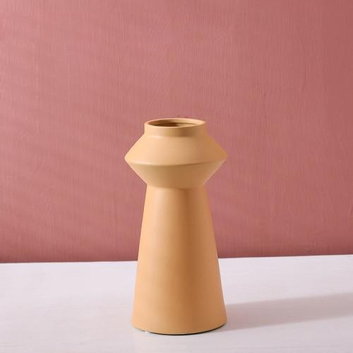 Bright Color Ceramic Flower Vase Tower Yellow