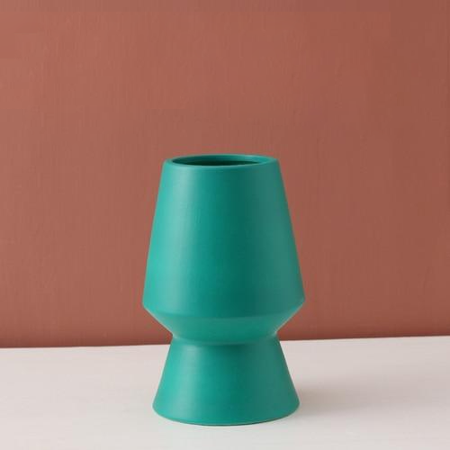 Bright Color Ceramic Flower Vase Beaker Green
