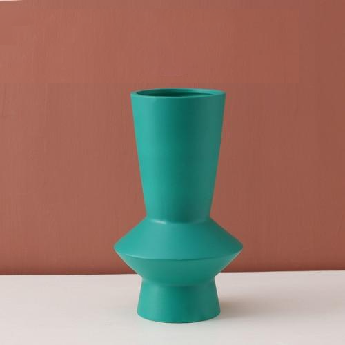 Bright Color Ceramic Flower Vase Tall Beaker Green