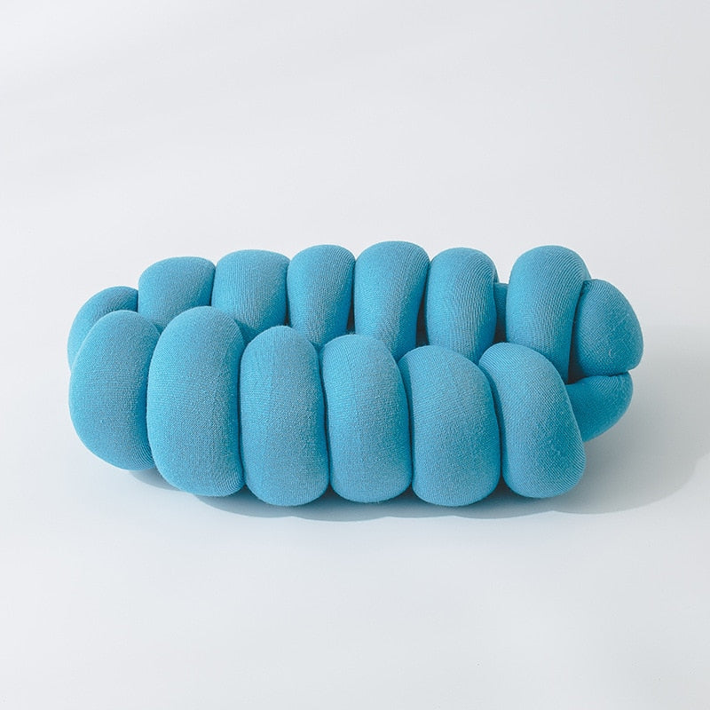 Bright Knot Pillow Cyan Blue