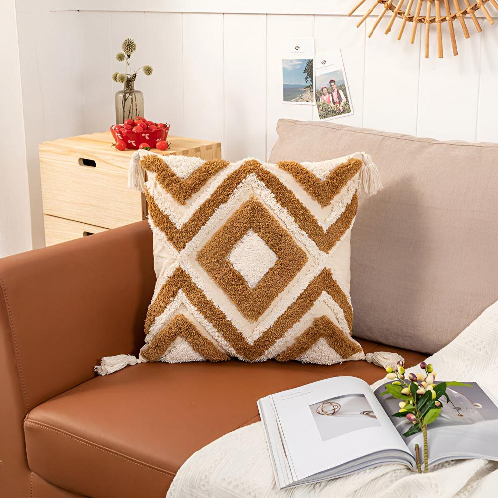 Casablanca Tufted Cushion Cover Brown 18"x18"