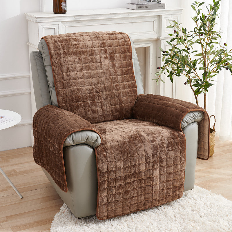 Quilted Recliner Chair Cover Protector Brown