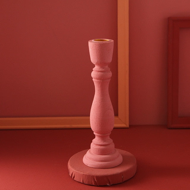 Brush Painted Vintage Candle Holder Pink