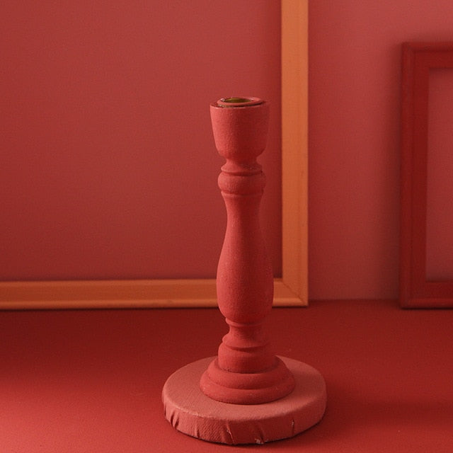 Brush Painted Vintage Candle Holder Red