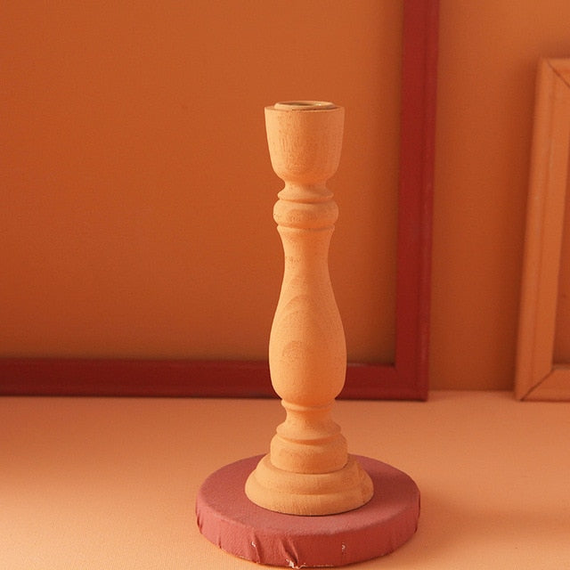 Brush Painted Vintage Candle Holder Orange