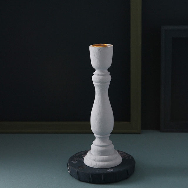 Brush Painted Vintage Candle Holder Light Grey