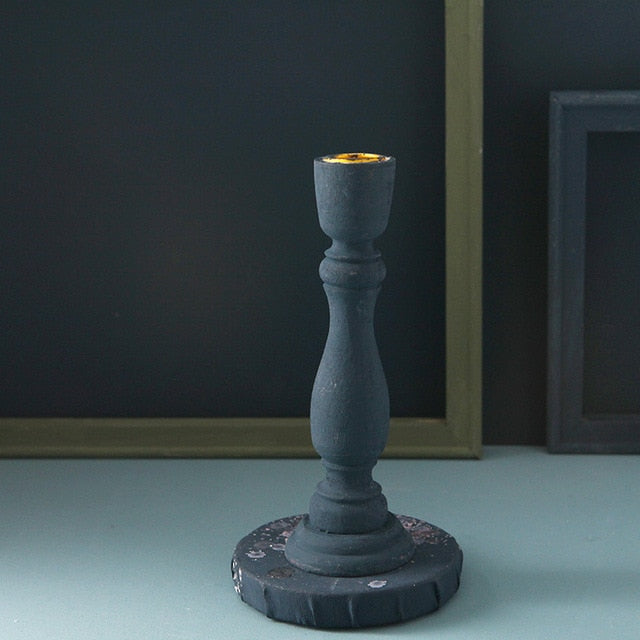 Brush Painted Vintage Candle Holder Blue