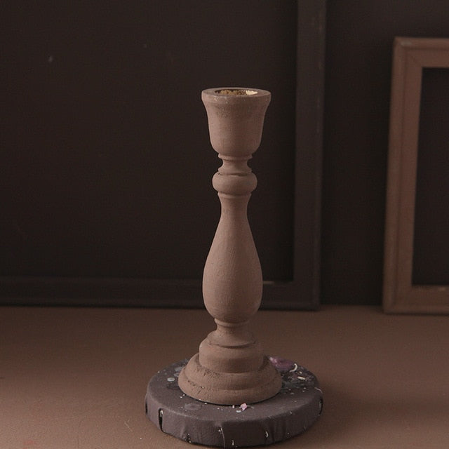 Brush Painted Vintage Candle Holder Brown