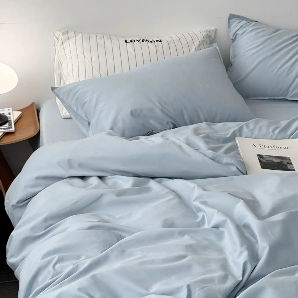 Brushed Cotton Duvet Cover Misty Blue
