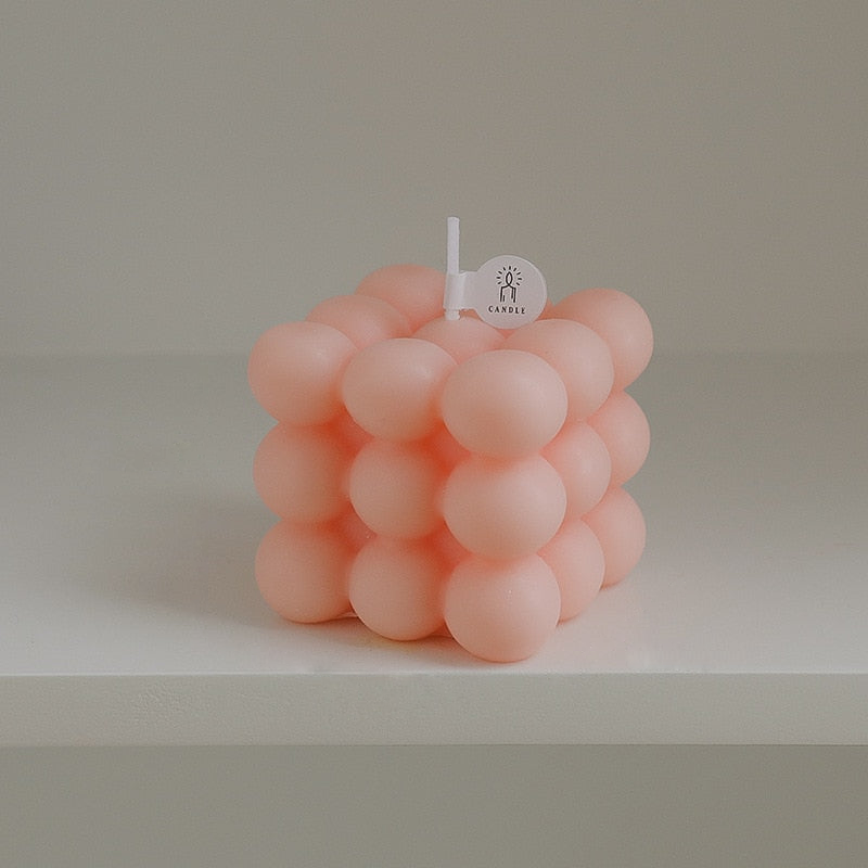 Bubble Cube Decorative Candles Coral