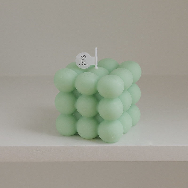 Bubble Cube Decorative Candles Green