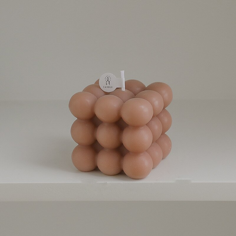Bubble Cube Decorative Candles Brown