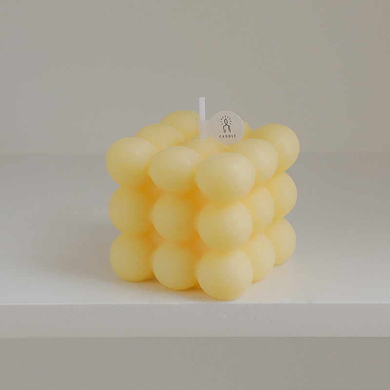 Bubble Cube Decorative Candles Yellow